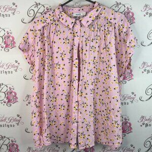 Ricki's button up shirt tee tshirt flowers Pink Floral Button-Up Blouse